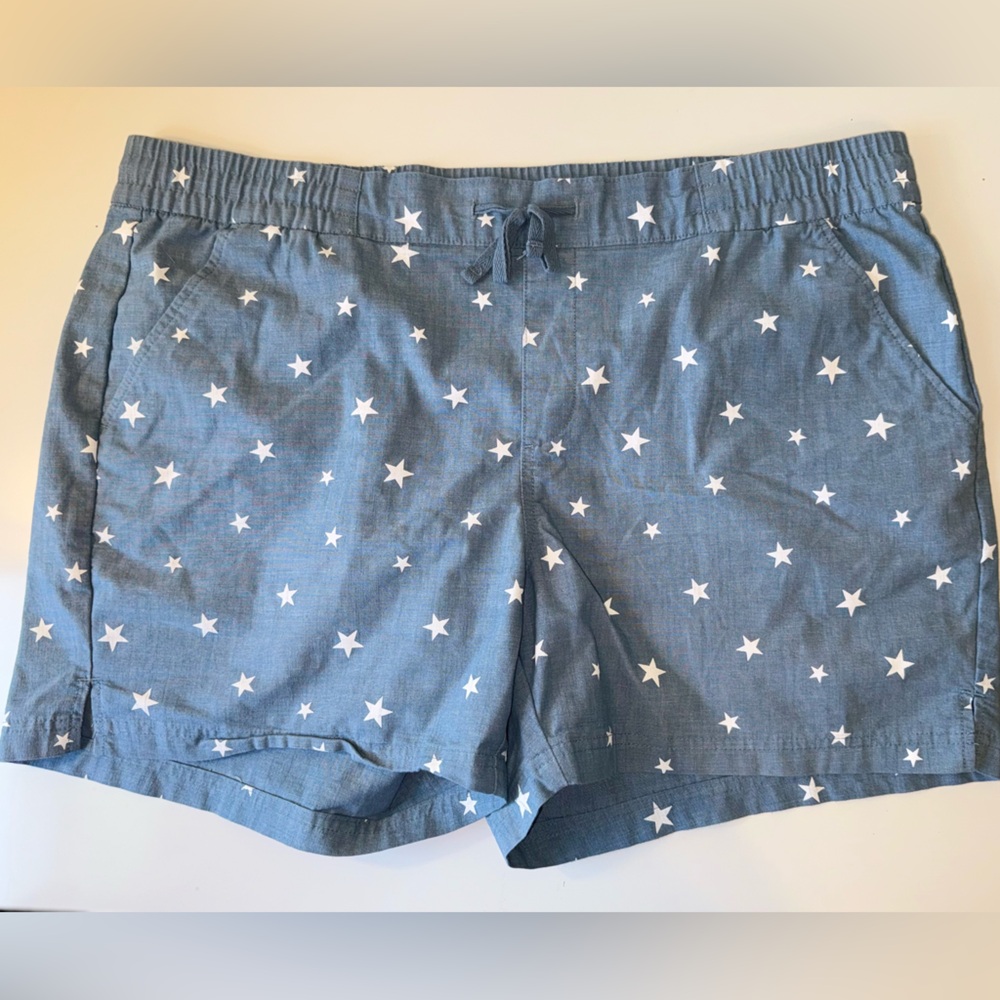 MAGELLAN WOMENS STAR PRINT BERMUDA SHORTS ELASTIC WAIST SZ 1X